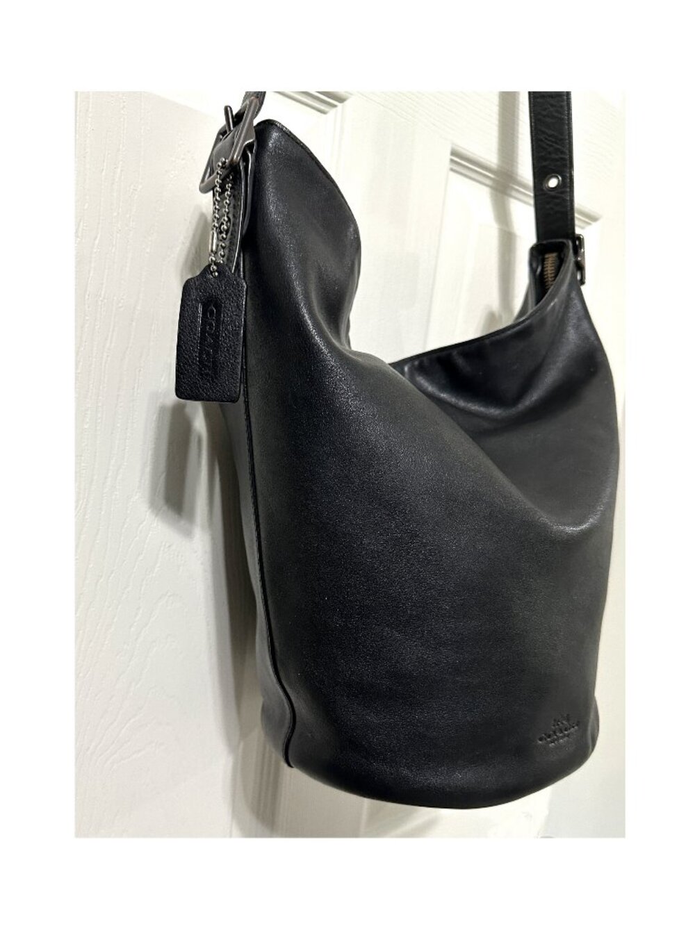 Coach Bleeker Duffle Bucket Bag Black Leather Crossbody Bag Handbag 32282 - Picture 3 of 8